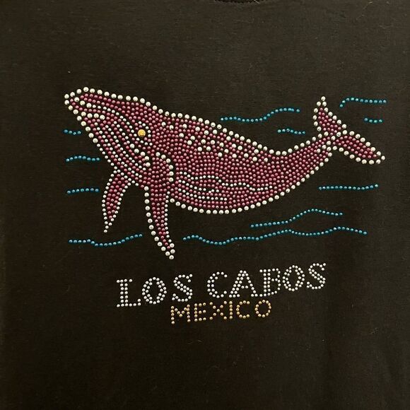 EUC sparkly sequined dolphin souvenir top. Size L - Picture 3 of 7